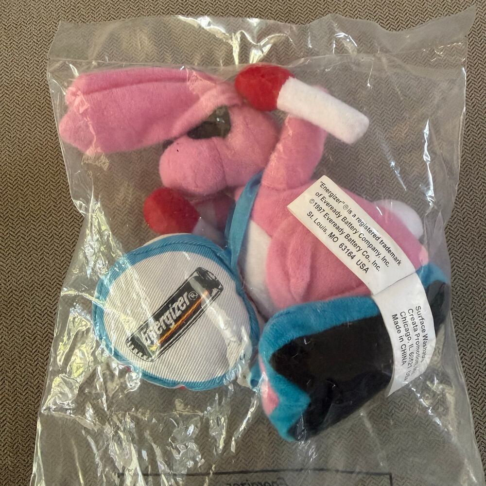 Vintage 1997 Energizer Bunny Plush Drum Promo Toy Sealed NOS Pink Rabbit 7"